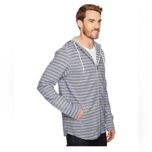 KAVU Baja Zip Up Hoodie Jacket Grey/White Size Small